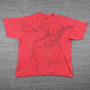 Vintage MMA Elite Shirt Mens XL Red Graphic AOP Punk Grunge‎ UFC Eagle Cyber Y2K